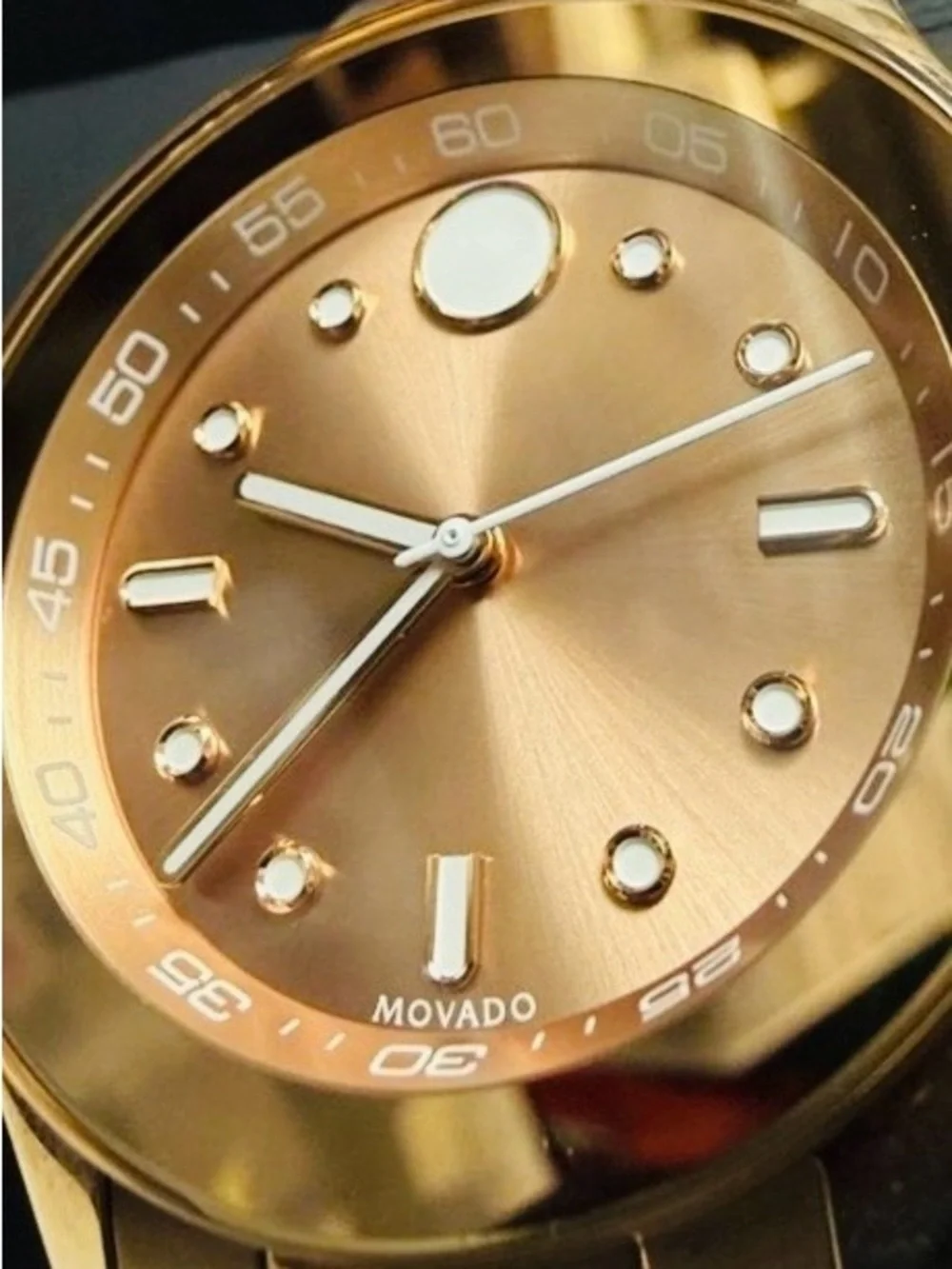 Movado Rose Gold-Tone Men's Watch with Sunray Dial